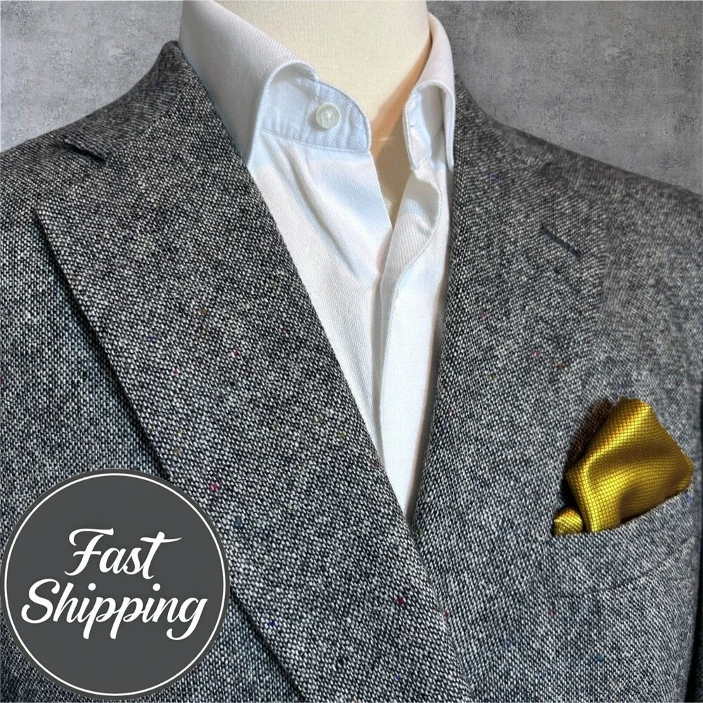 Vintage BARRINGTON TWEED WOOL Men's 44S Gray Blazer Sport Coat Two Button Jacket